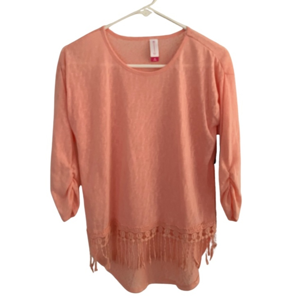 Peach fringe shirt